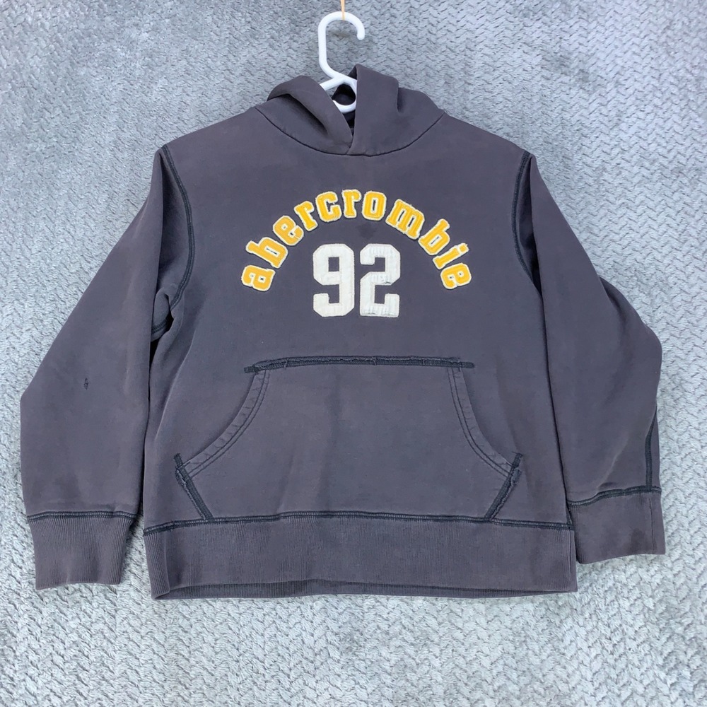 Abercrombie Hoodie Women's Large Blue 92 Applique Pullover Sweatshirt Athletic